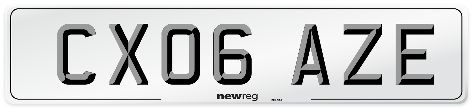 CX06 AZE Number Plate from New Reg